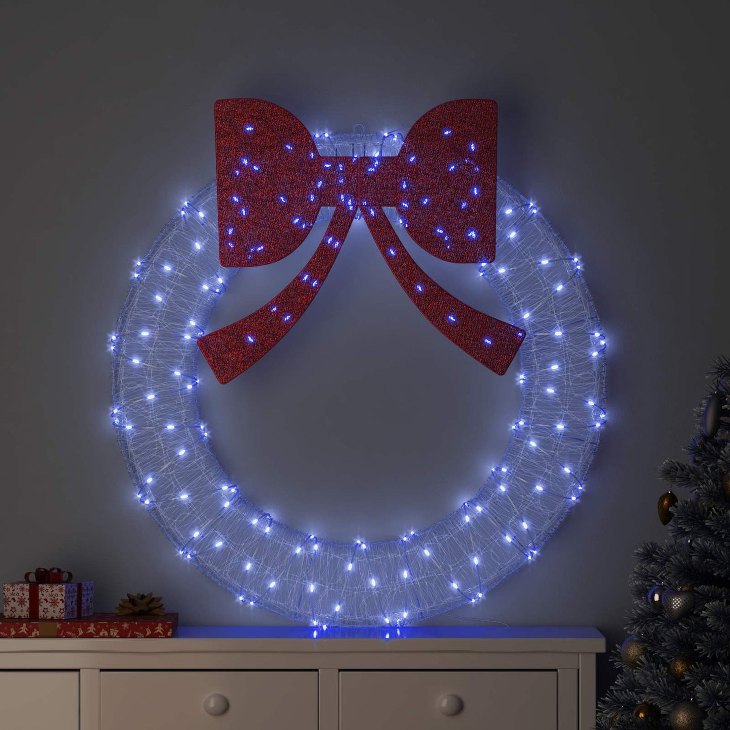 Wreath with 150 LEDs Blue 120 cm Acrylic