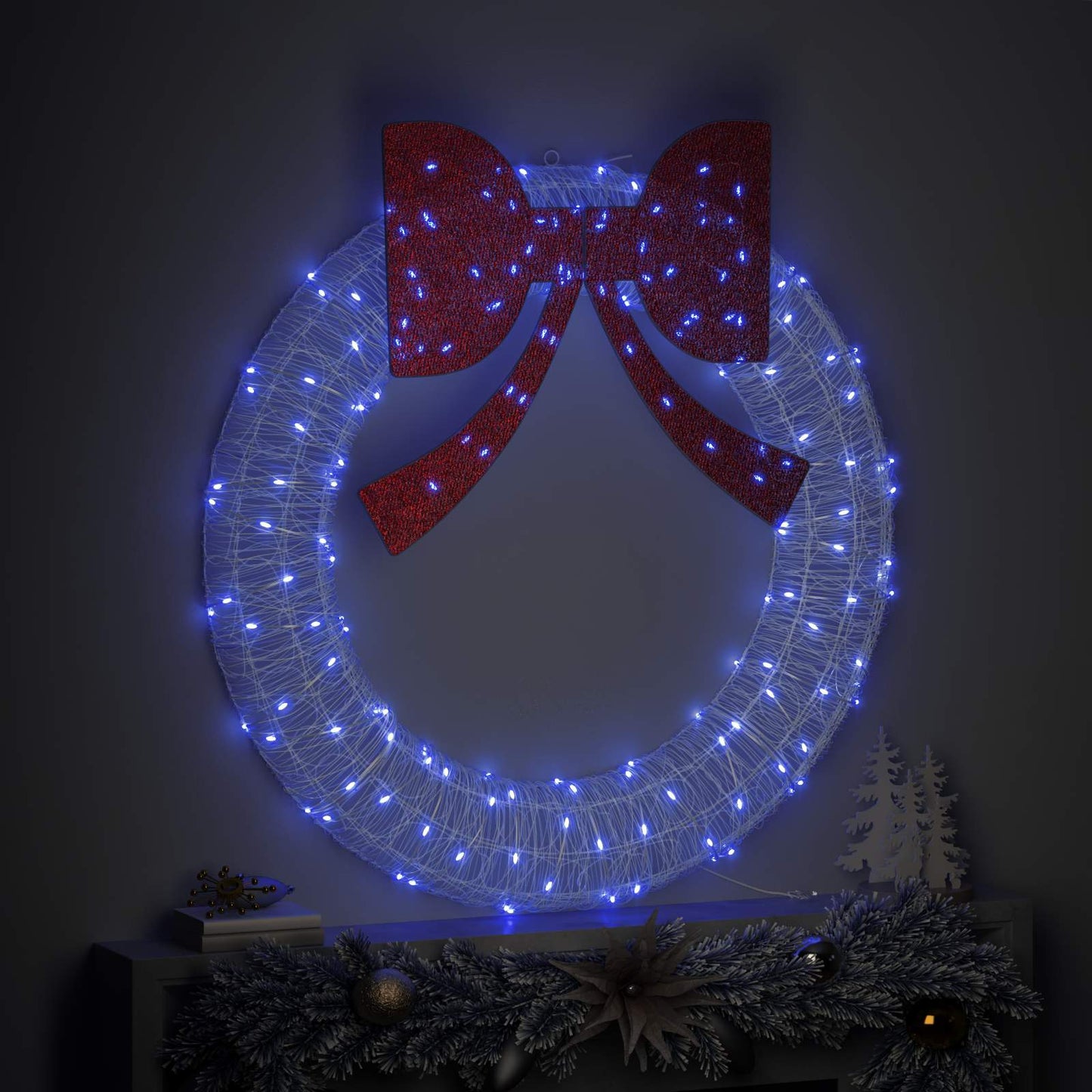 Wreath with 150 LEDs Blue 120 cm Acrylic
