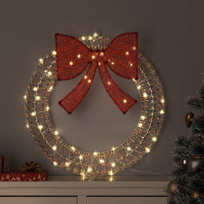 Wreath with 60 LEDs Warm white 76 x 76 x 8 cm PET