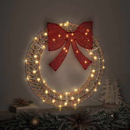 Wreath with 60 LEDs Warm white 76 x 76 x 8 cm PET