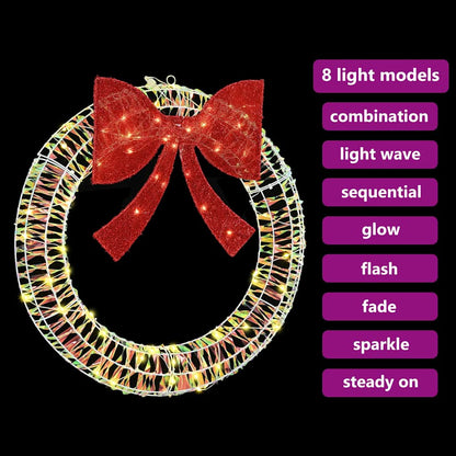 Wreath Warm white 75 x 75 x 8 cm PET 60 LEDs