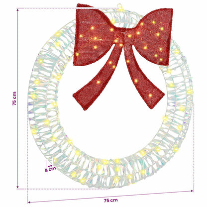 Wreath Warm white 75 x 75 x 8 cm PET 60 LEDs