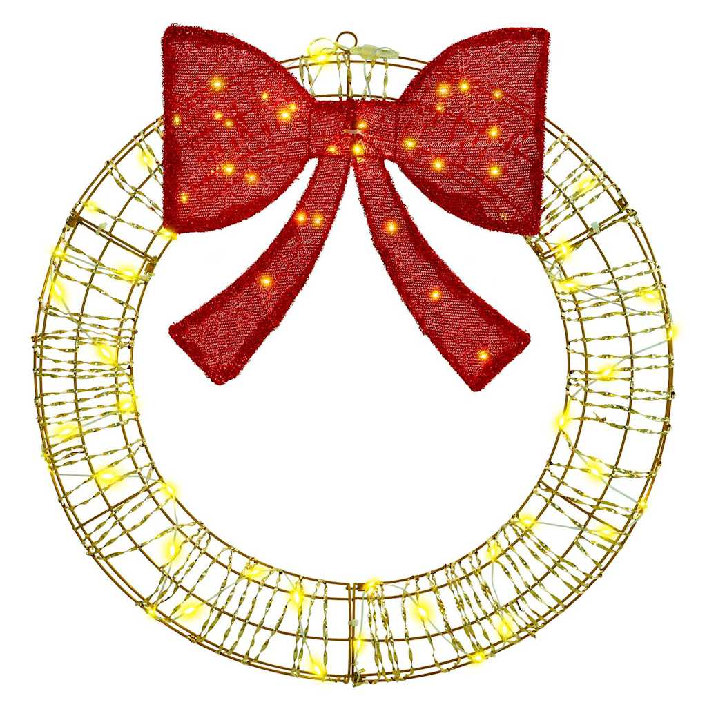 Wreath with 60 LEDs Warm white 76 x 76 x 8 cm PET