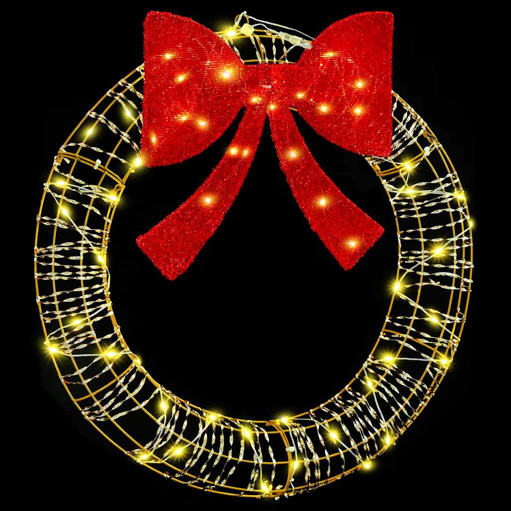 Wreath with 60 LEDs Warm white 76 x 76 x 8 cm PET