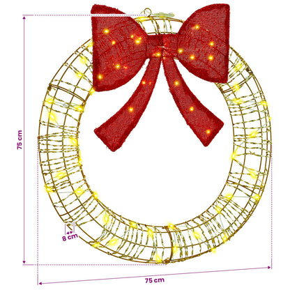 Wreath Warm white 75 x 75 x 8 cm PET 60 LEDs