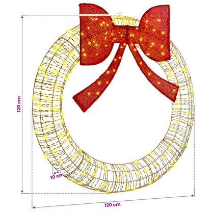 Wreath Warm white 120 x 120 x 10 cm PET 150 LEDs