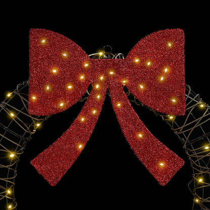 Wreath with 60 LEDs Warm white 76 x 76 x 8 cm Rattan