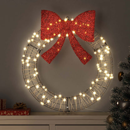 Wreath with 60 LEDs Warm white 76 x 76 x 8 cm Rattan
