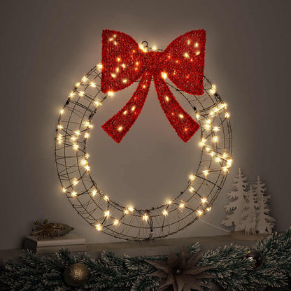 Wreath with 60 LEDs Warm white 76 x 76 x 8 cm Rattan