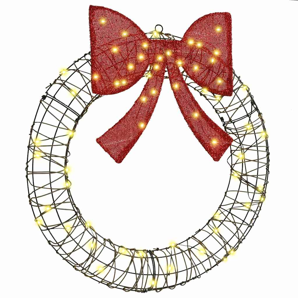 Wreath with 60 LEDs Warm white 76 x 76 x 8 cm Rattan