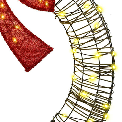 Wreath with 80 LEDs Warm white 90 x 90 x 9 cm Rattan