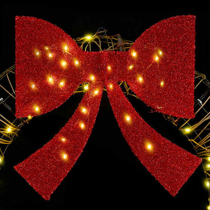 Wreath with 80 LEDs Warm white 90 x 90 x 9 cm Rattan