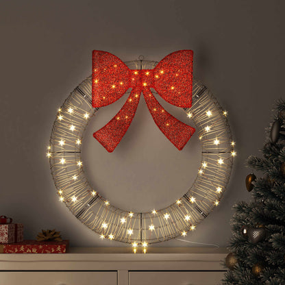 Wreath with 80 LEDs Warm white 90 x 90 x 9 cm Rattan