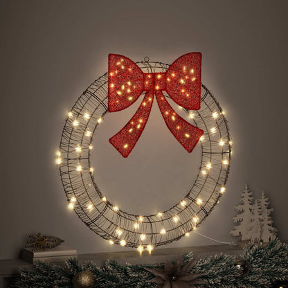Wreath with 80 LEDs Warm white 90 x 90 x 9 cm Rattan