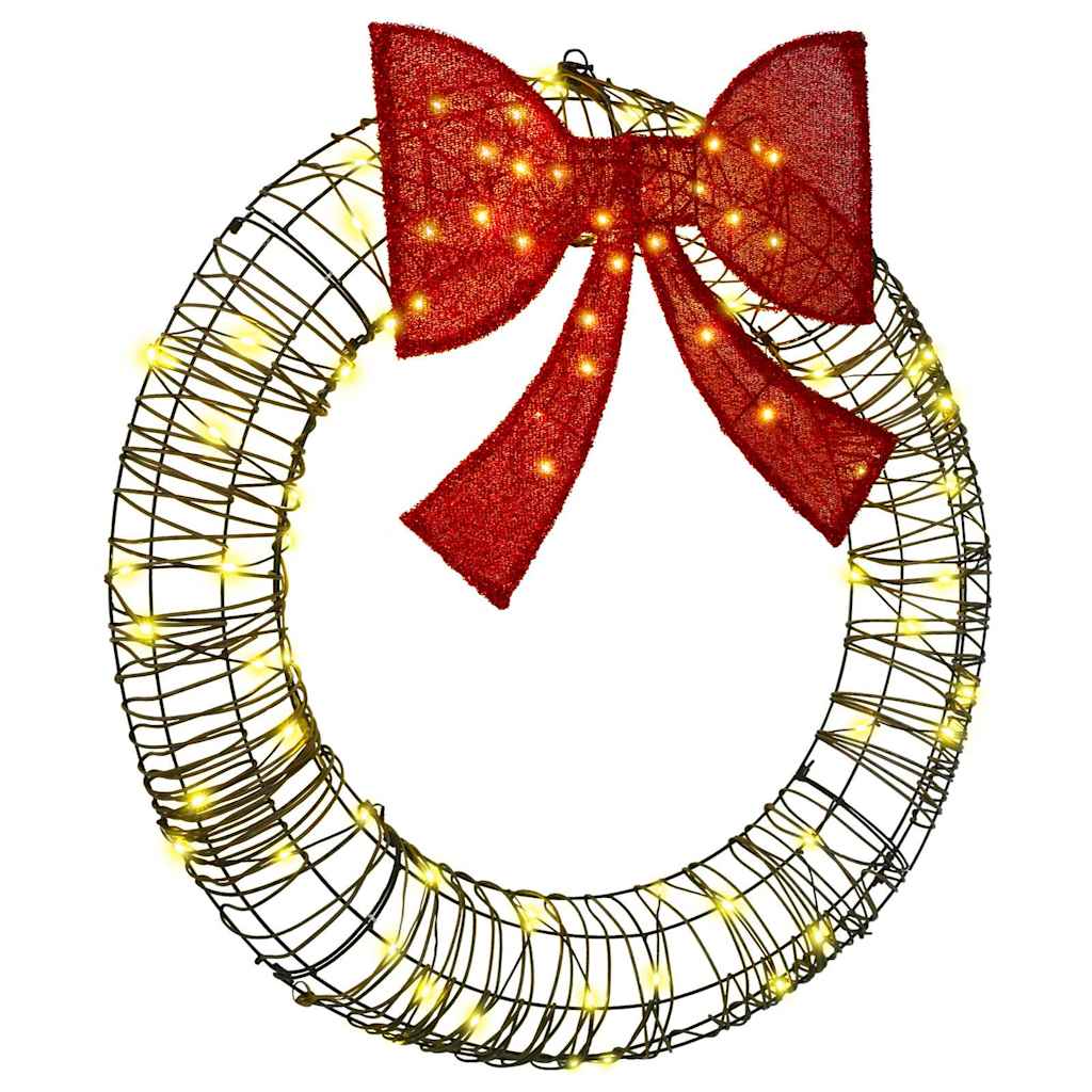 Wreath with 80 LEDs Warm white 90 x 90 x 9 cm Rattan