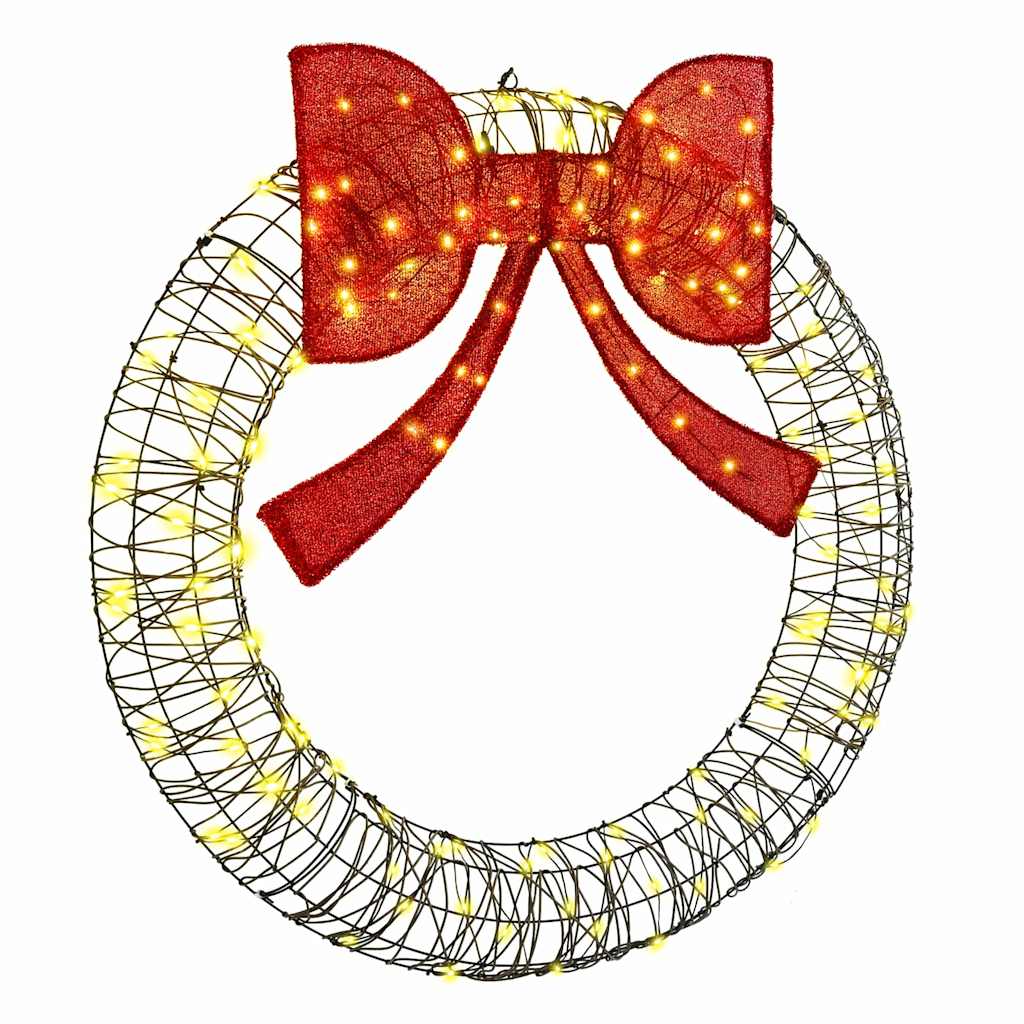 Wreath Warm white 120 x 120 x 10 cm Rattan 150 LEDs