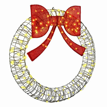 Wreath Warm white 120 x 120 x 10 cm Rattan 150 LEDs