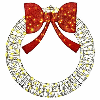 Wreath Warm white 120 x 120 x 10 cm Rattan 150 LEDs
