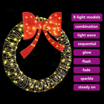 Wreath Warm white 120 x 120 x 10 cm Rattan 150 LEDs