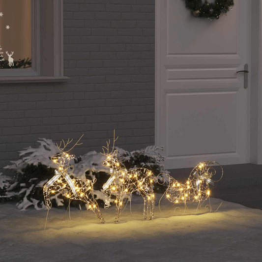 LED Reindeers 3 pcs 60 LEDs Warm White 44.5 x 18 x 66 cm PET