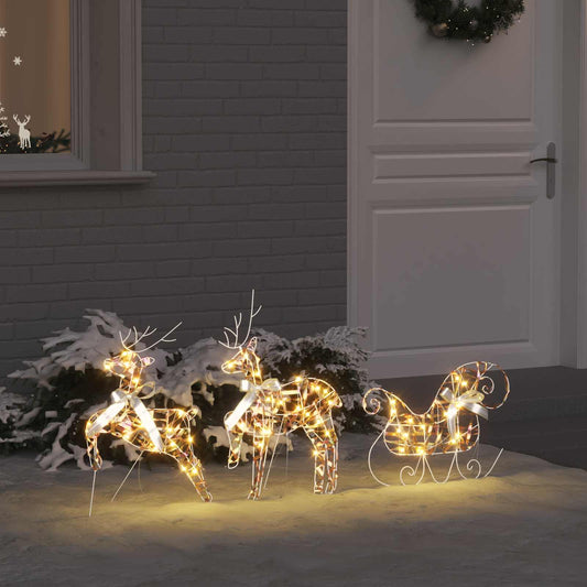 LED Reindeers 3 pcs 60 LEDs Warm White 44 x 18 x 65.5 cm PET