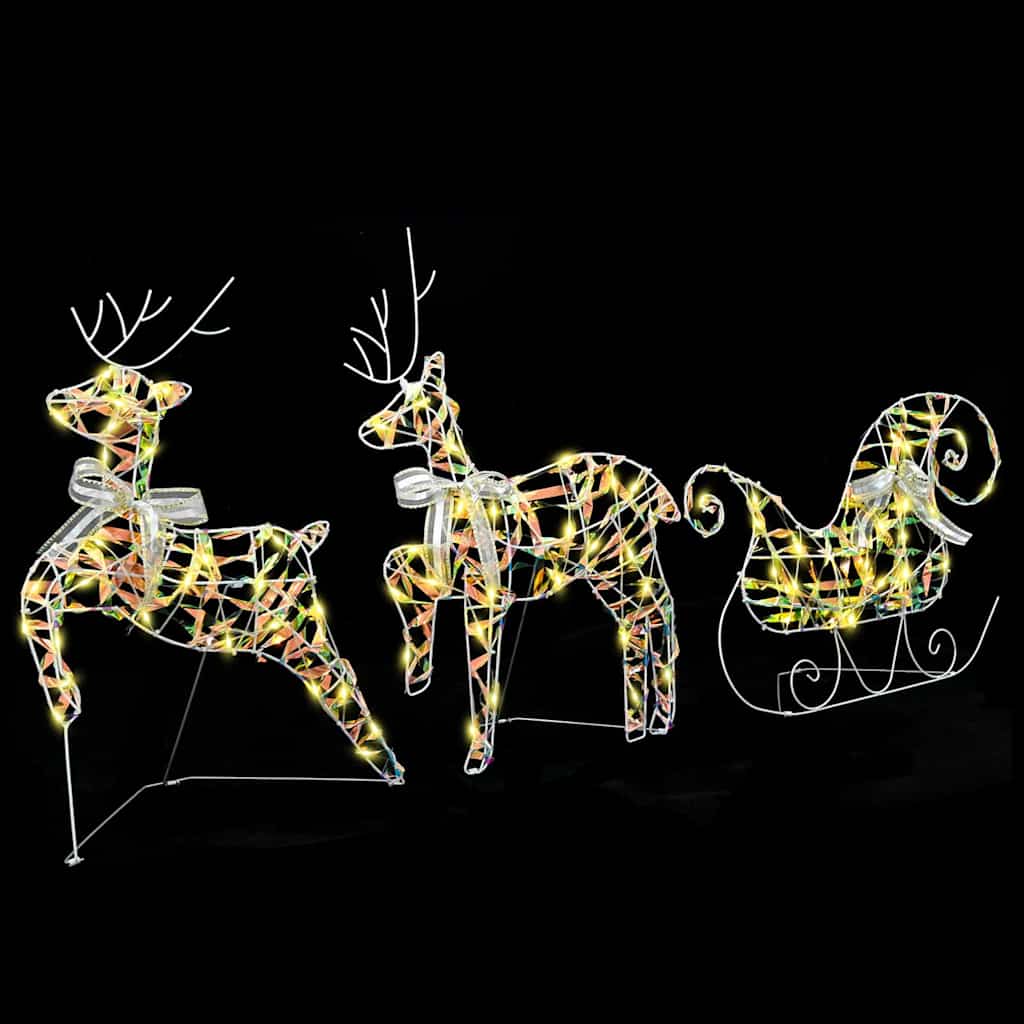 Christmas Reindeer with sleigh 3 pcs 60 LEDs Warm White