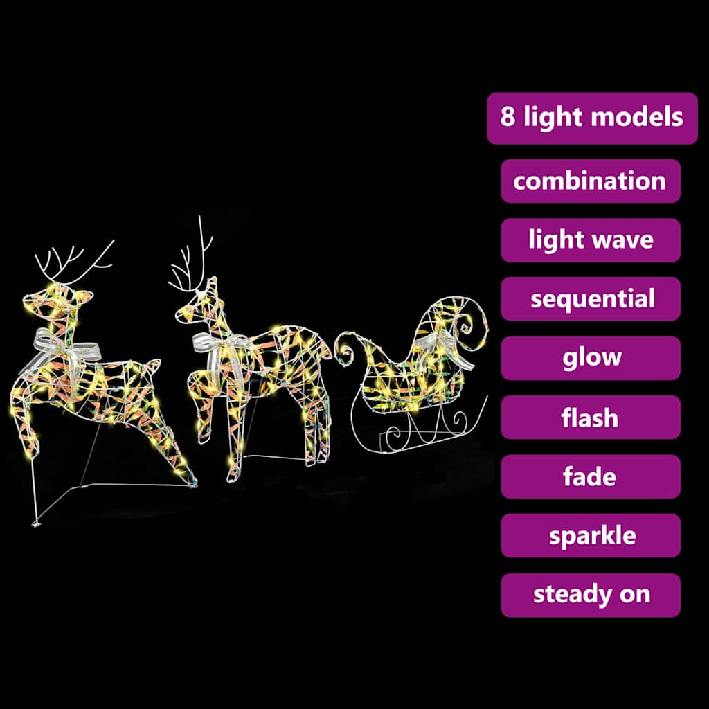 Christmas Reindeer with sleigh 3 pcs 60 LEDs Warm White