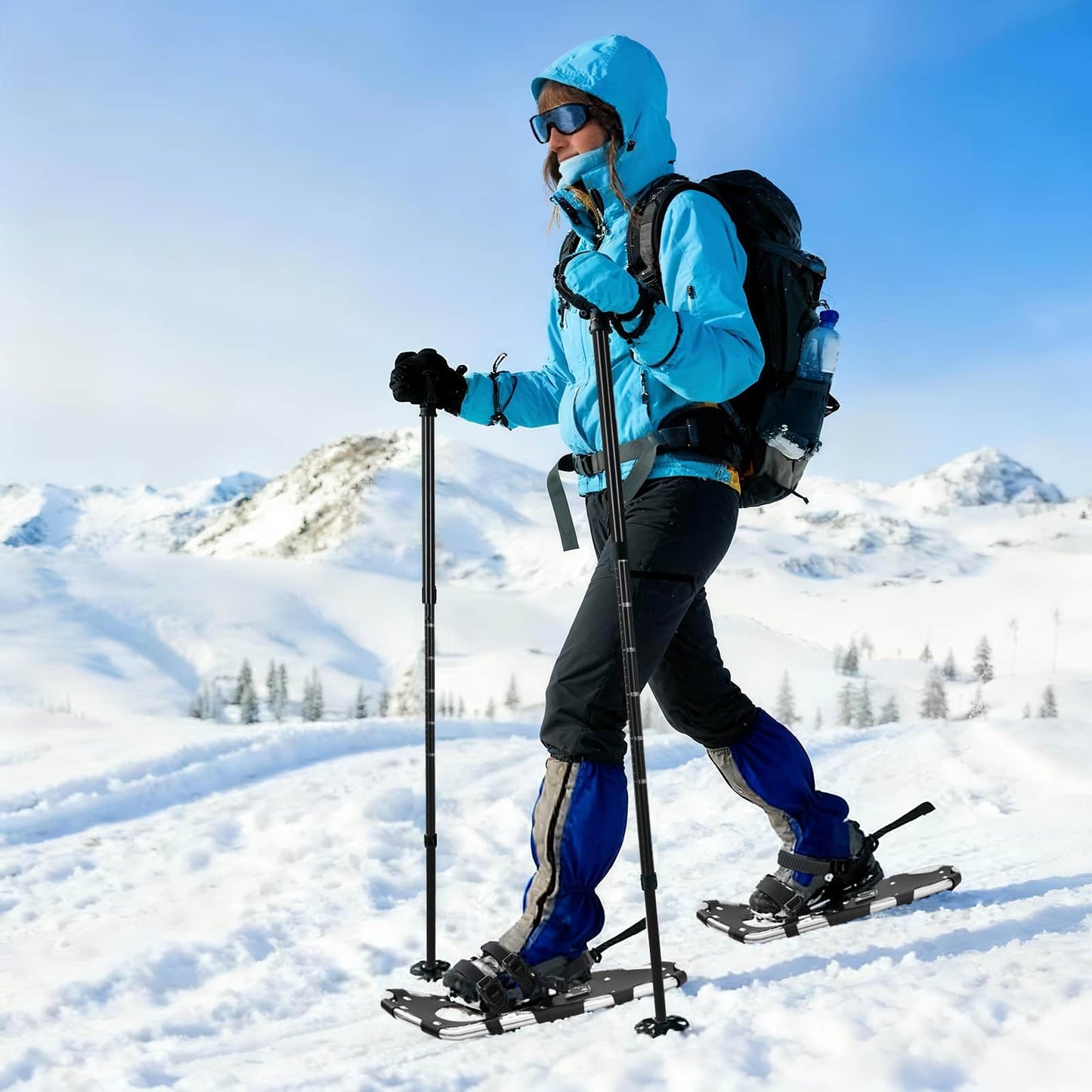3 in 1 Snowshoes Silver and Black 63 x 21 cm Aluminum and HDPE