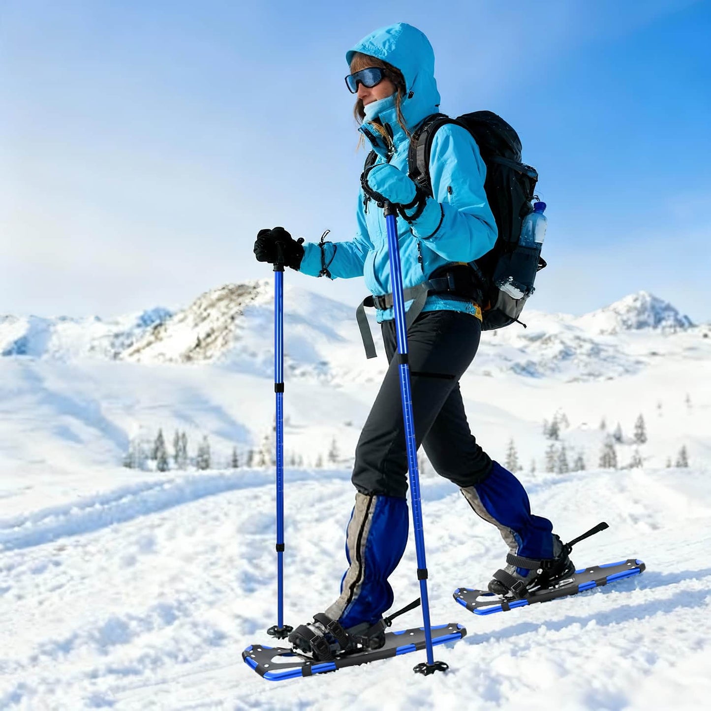 3 in 1 Snowshoes Blue and Black 78.5 x 22 cm Aluminum and HDPE