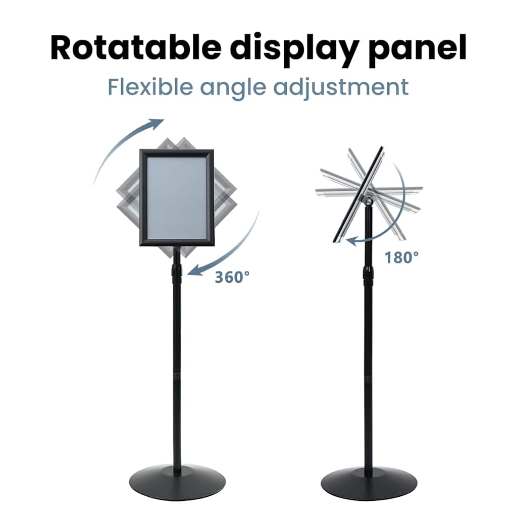 Pedestal Poster Stand Height Adjustable Silver A4 PVC and Steel