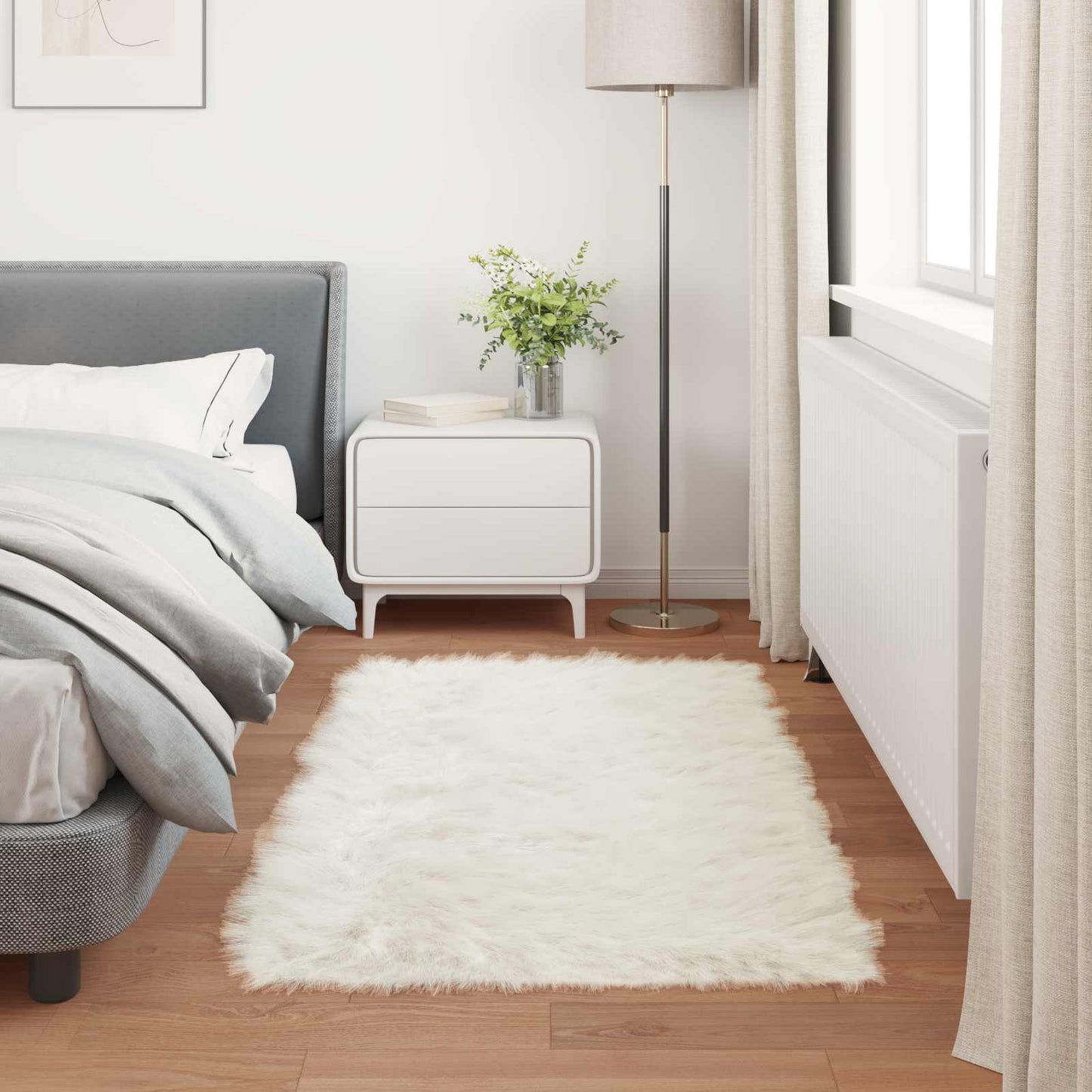 Faux Sheepskin Rug TAFALLA White 80 x 150 cm Polyester