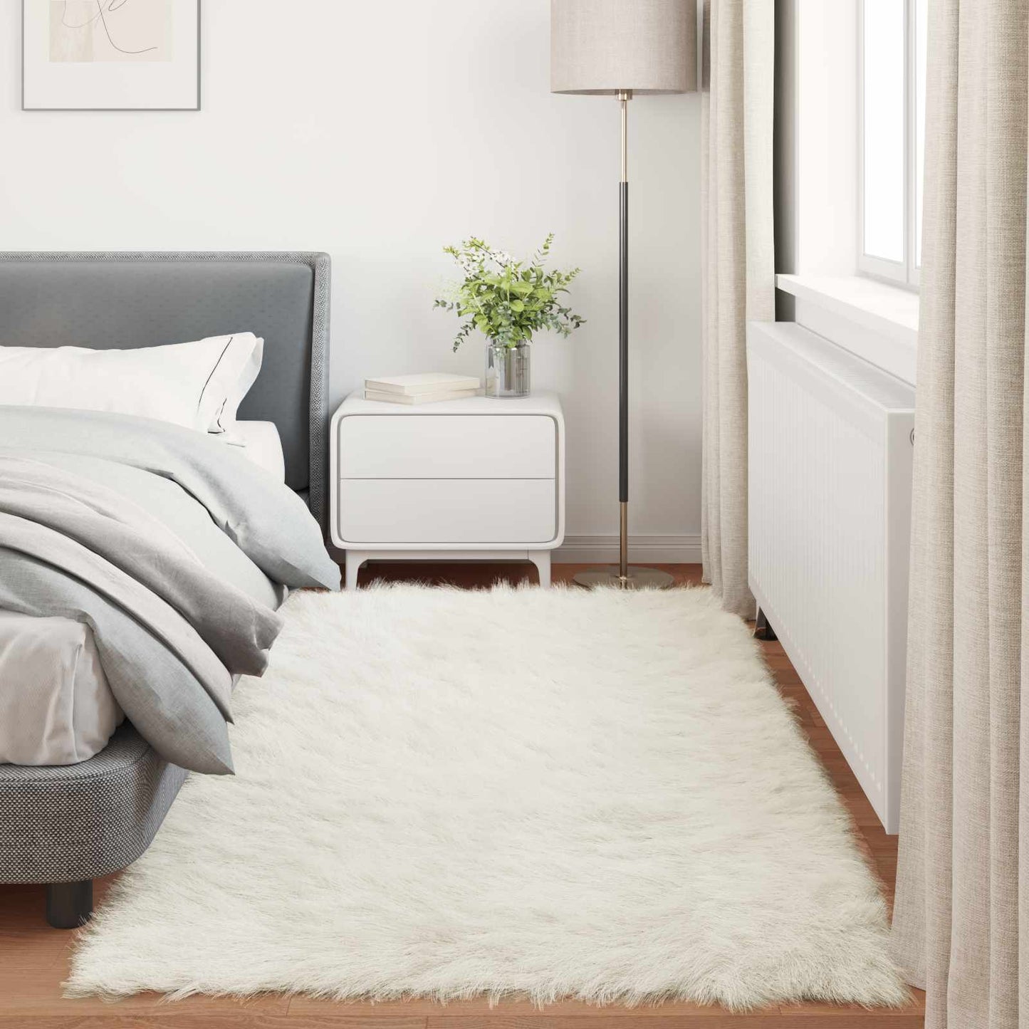 Faux Sheepskin Rug TAFALLA White 80 x 200 cm Polyester