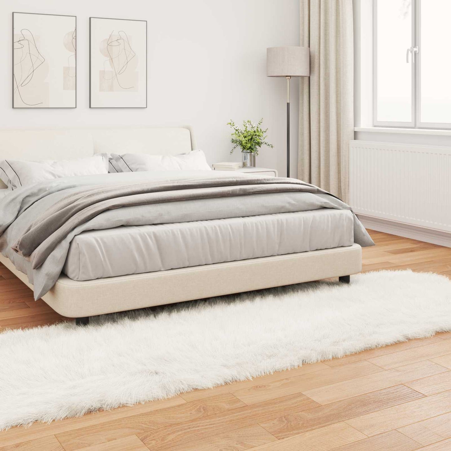 Faux Sheepskin Rug TAFALLA White 80 x 250 cm Polyester