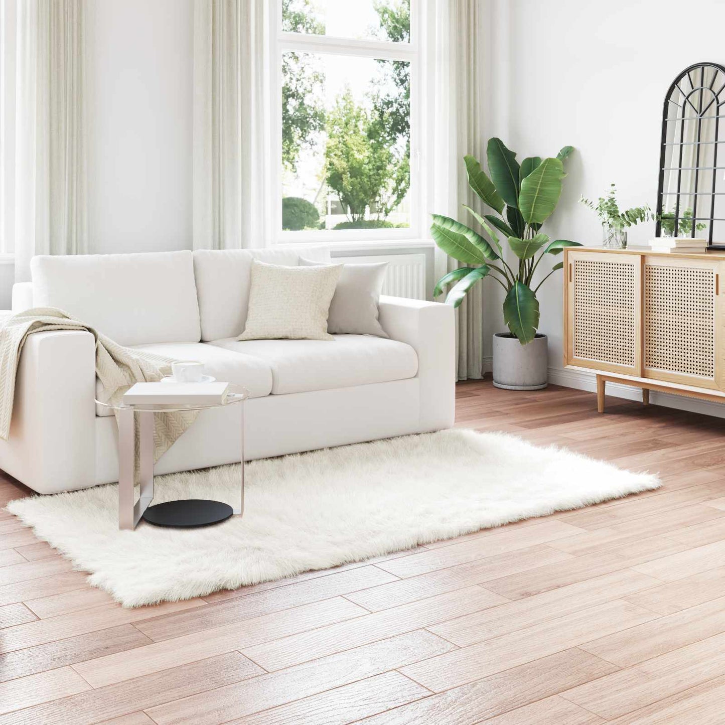 Faux Sheepskin Rug TAFALLA White 100 x 200 cm Polyester