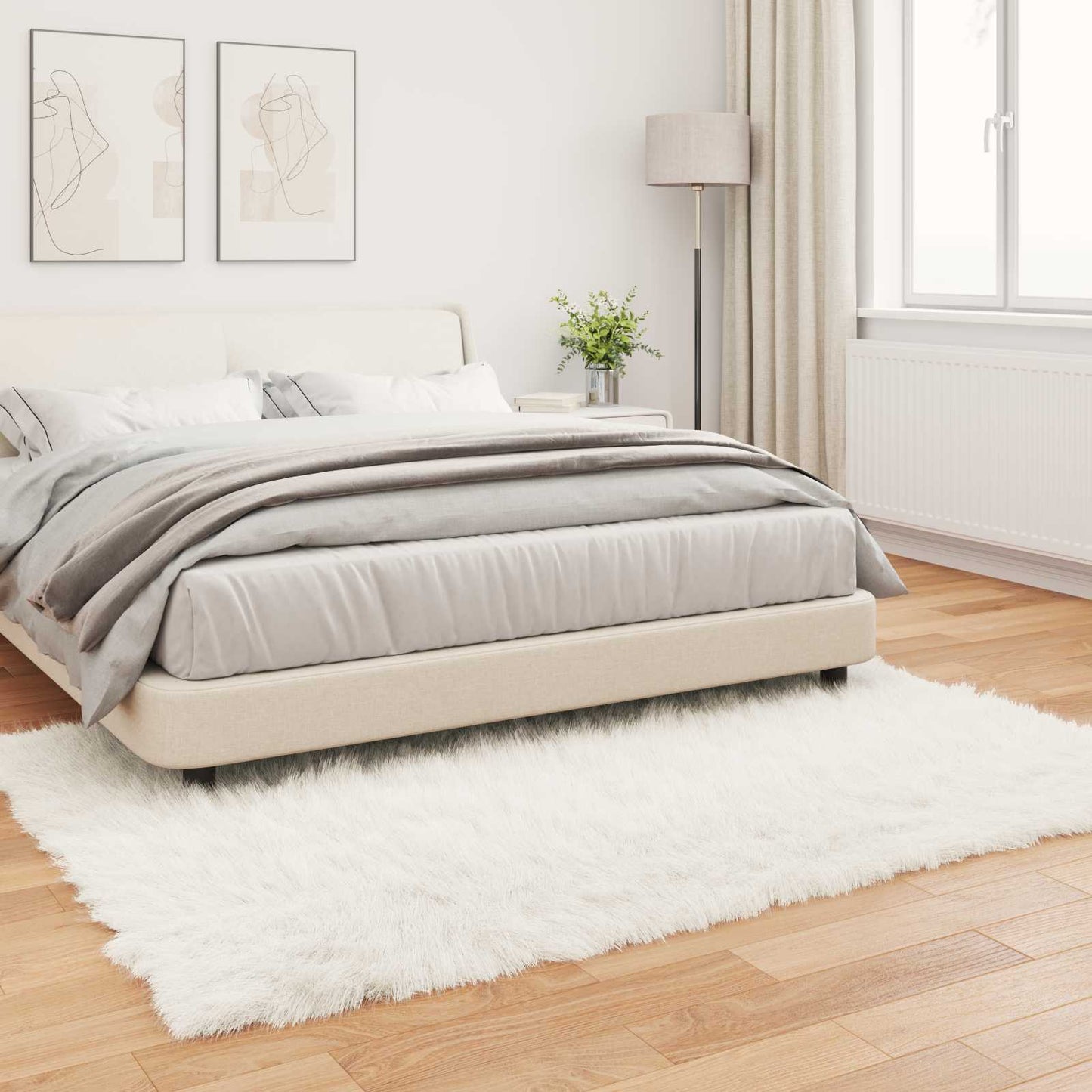 Faux Sheepskin Rug TAFALLA White 140 x 200 cm Polyester
