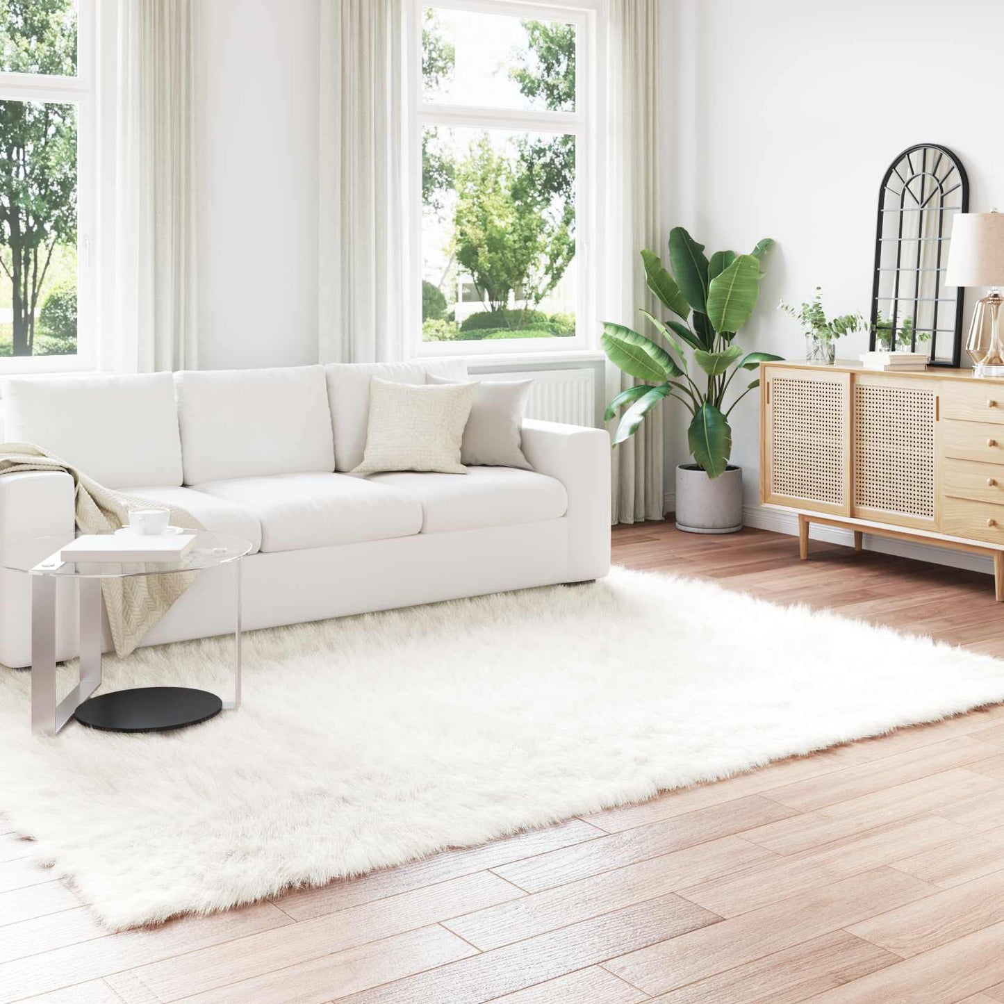 Faux Sheepskin Rug TAFALLA White 200 x 280 cm Polyester