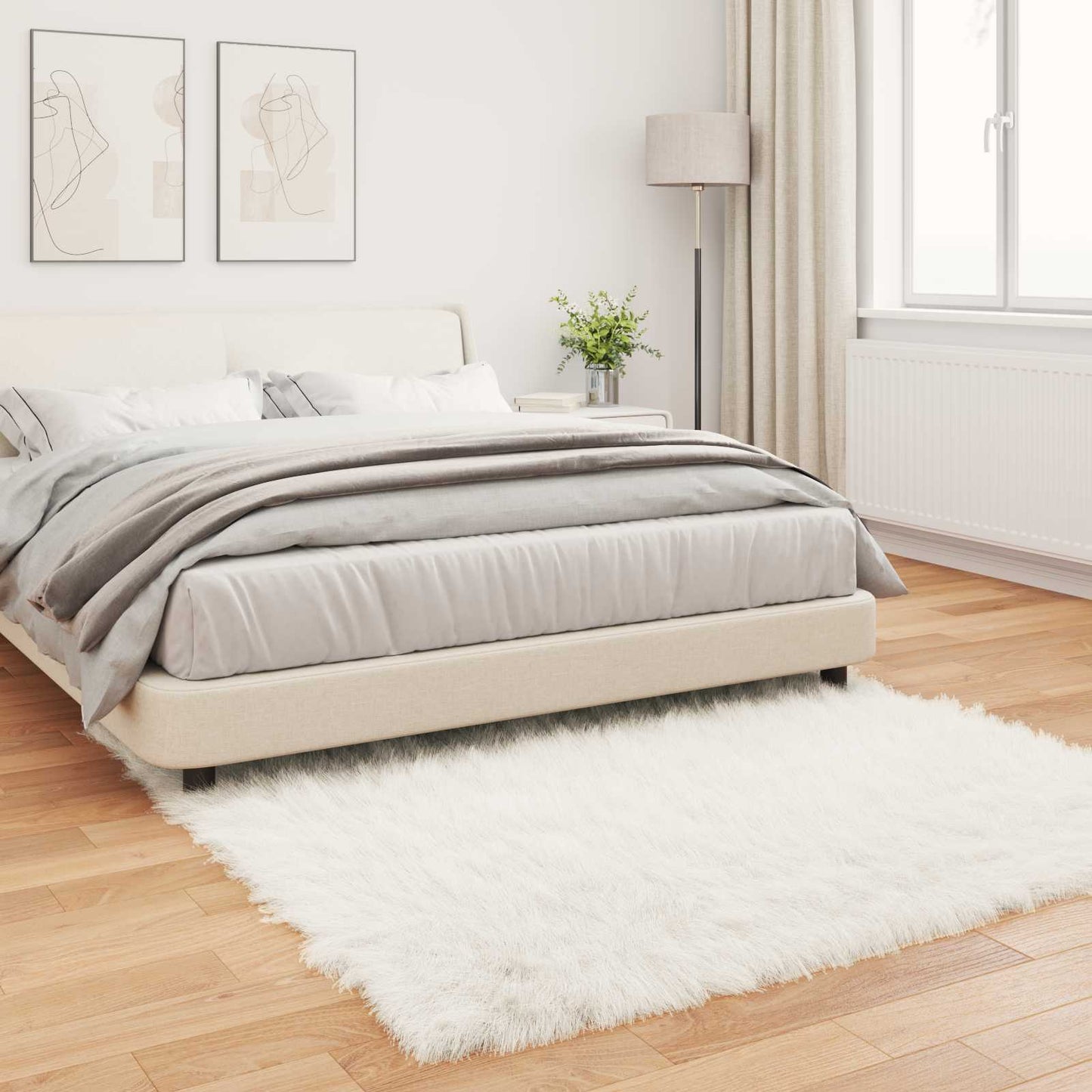 Faux Sheepskin Rug TAFALLA White 120 x 120 cm Polyester