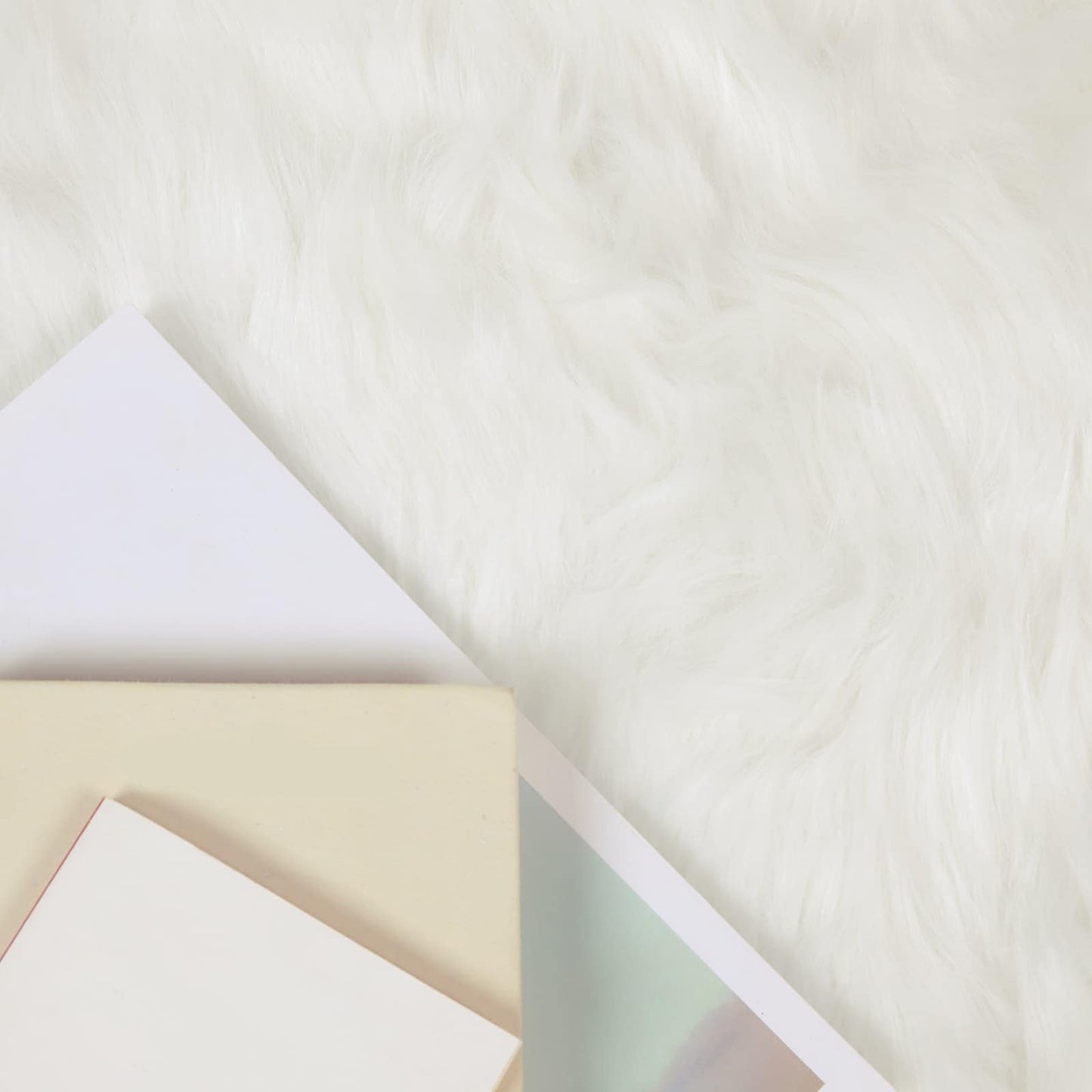 Faux Sheepskin Rug TAFALLA White 120 x 120 cm Polyester