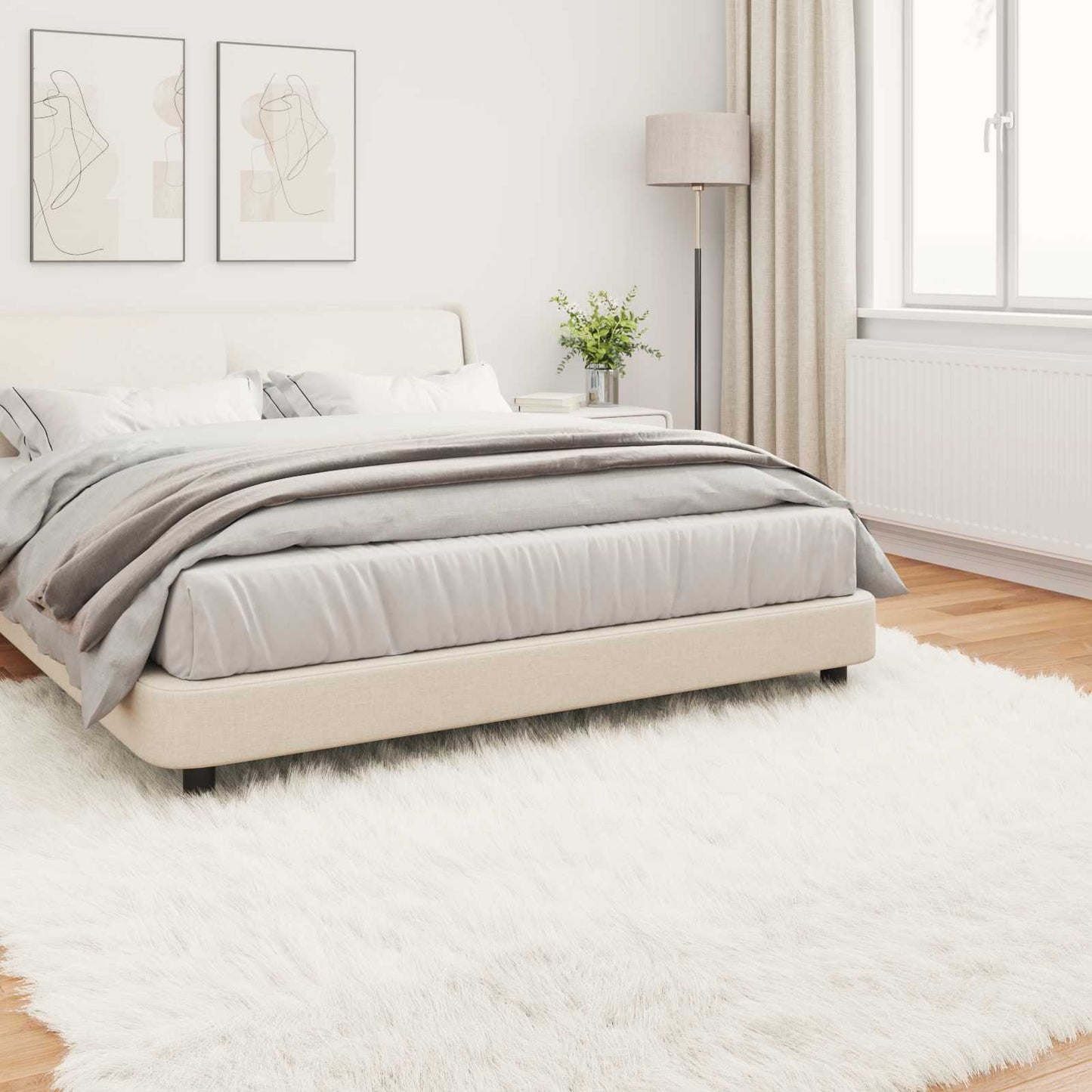 Faux Sheepskin Rug TAFALLA White 240 x 240 cm Polyester