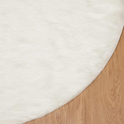 Faux Sheepskin Rug TAFALLA White Ø 80 cm Polyester