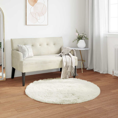 Faux Sheepskin Rug TAFALLA White Ø 80 cm Polyester