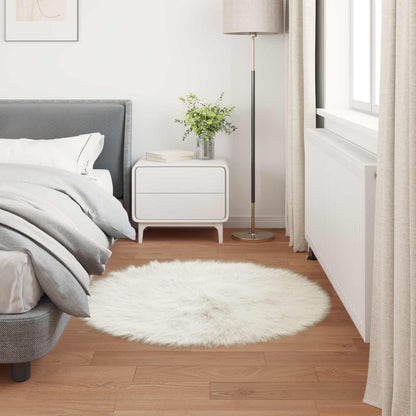 Faux Sheepskin Rug TAFALLA White Ø 80 cm Polyester