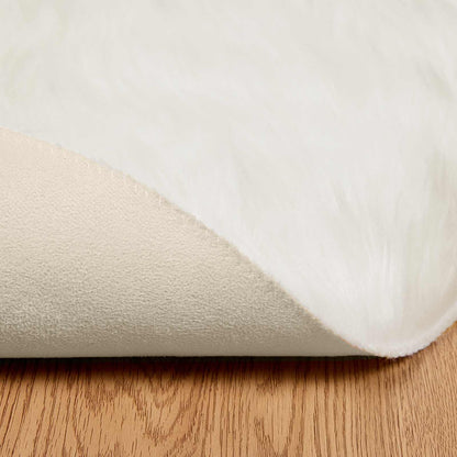 Faux Sheepskin Rug TAFALLA White Ø 120 cm Polyester