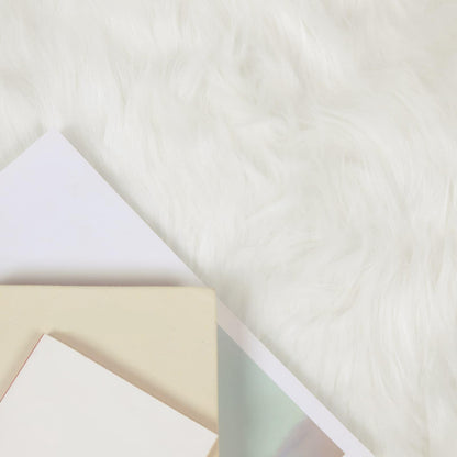 Faux Sheepskin Rug TAFALLA White Ø 120 cm Polyester