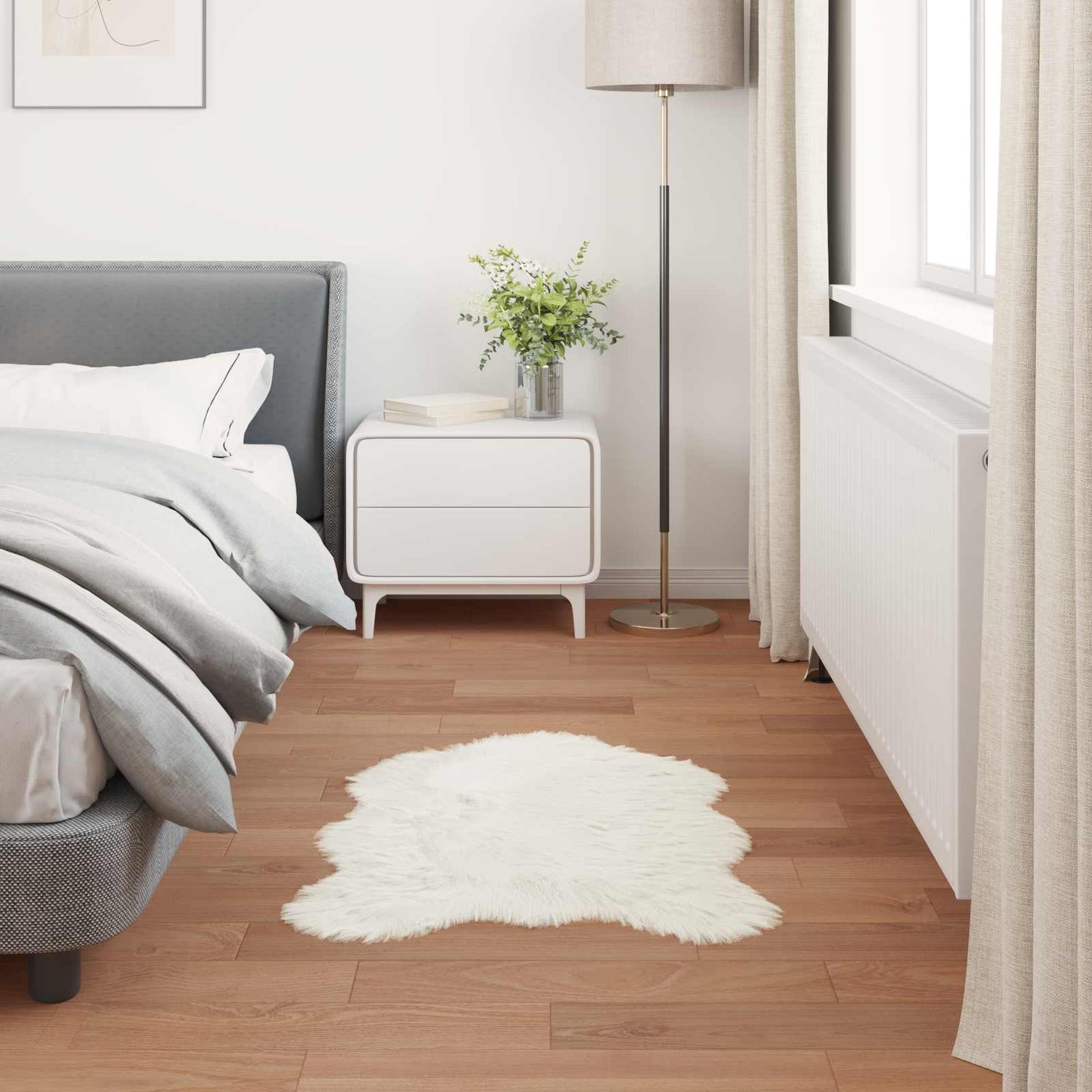 Faux Sheepskin Rug TAFALLA White 50 x 80 cm Polyester