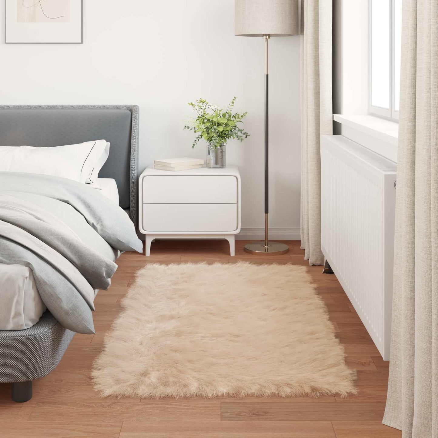 Faux Sheepskin Rug TAFALLA Beige 60 x 110 cm Polyester