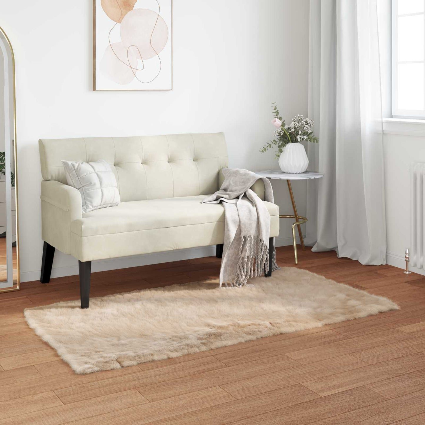 Faux Sheepskin Rug TAFALLA Beige 80 x 150 cm Polyester