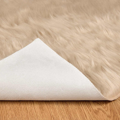 Faux Sheepskin Rug TAFALLA Beige 80 x 200 cm Polyester