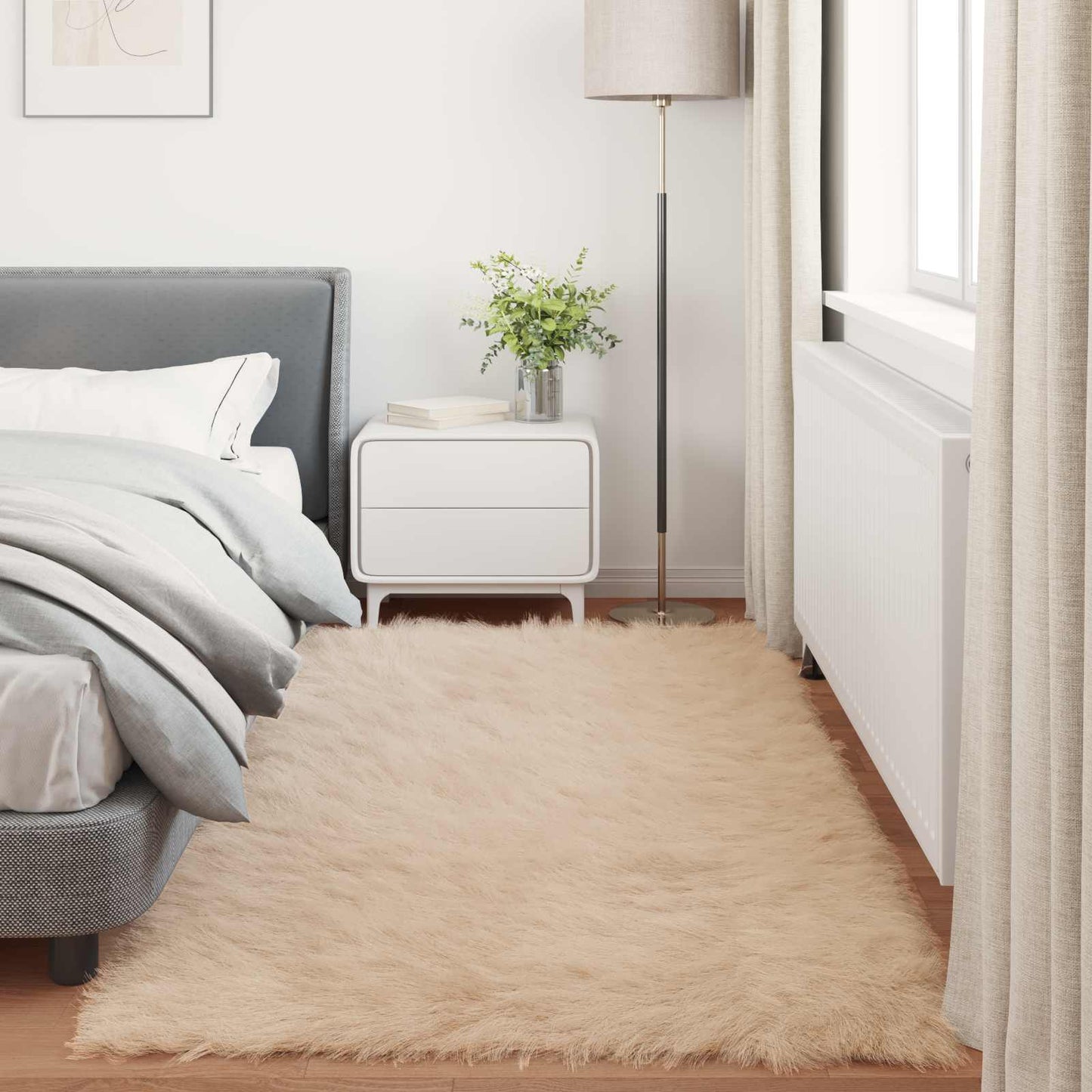 Faux Sheepskin Rug TAFALLA Beige 80 x 200 cm Polyester