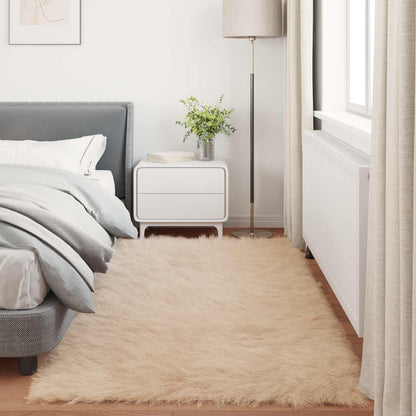 Faux Sheepskin Rug TAFALLA Beige 80 x 200 cm Polyester